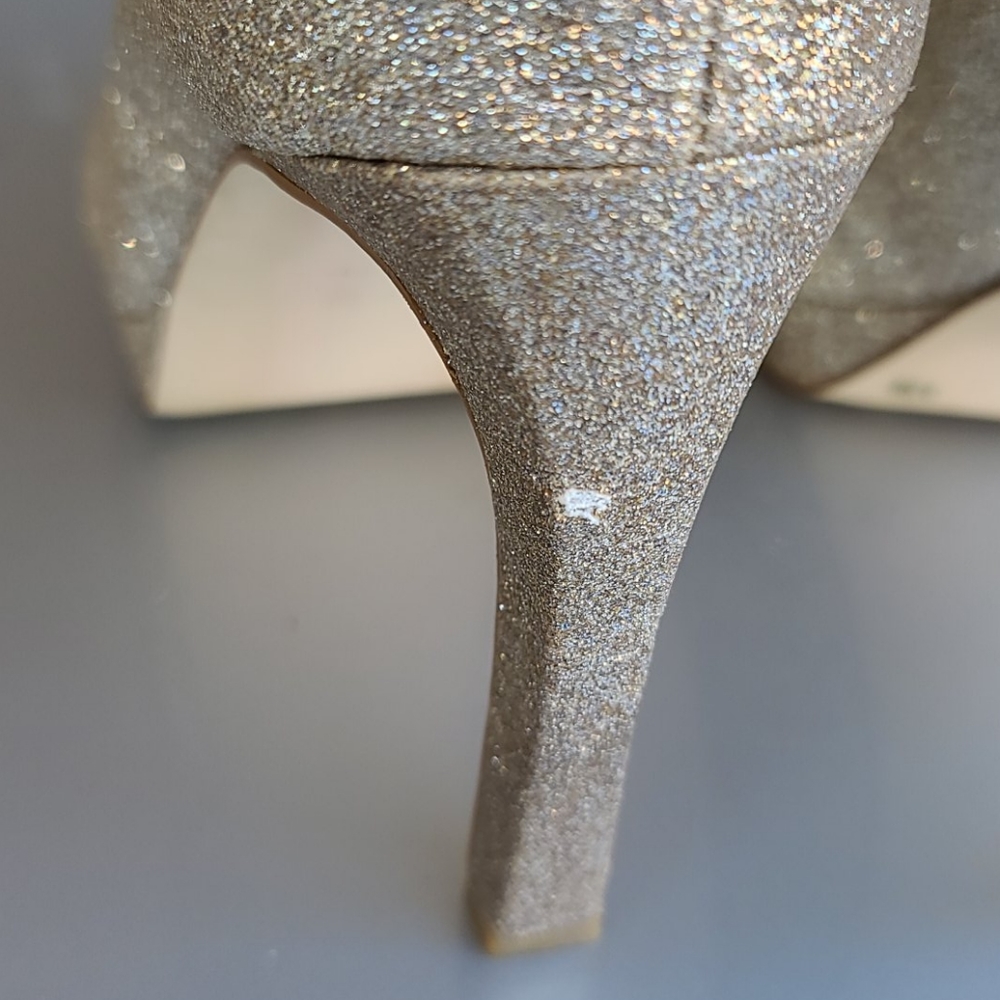 GIANNI BINI Jeanna Champagne Glitter Platform Heels 9.5 Pumps Stilettos - Picture 9 of 16